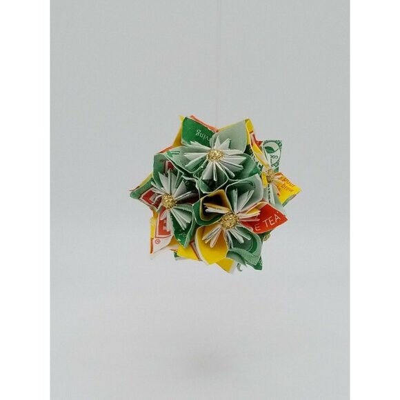 Exclusive Handmade Original, One of a Kind Piece, Hanging Kusudama Flower Ball - Picture 3 of 5
